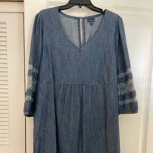 J Jill embroidered denim dress in size Large